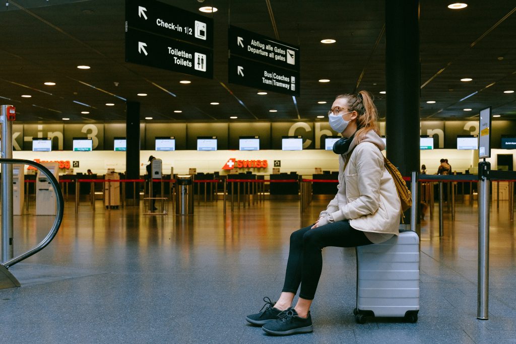 woman in the airport - travel safety woman in the airport - travel safety